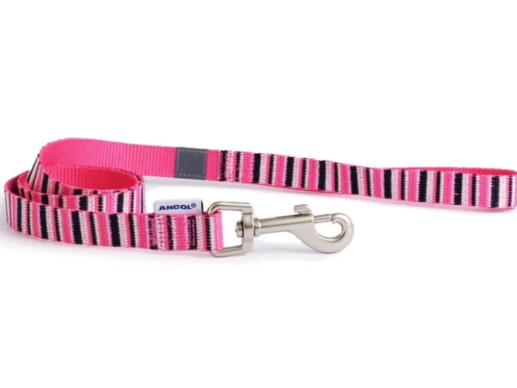 USPCA ANCOL HOT PINK CANDY STRIPE LEAD