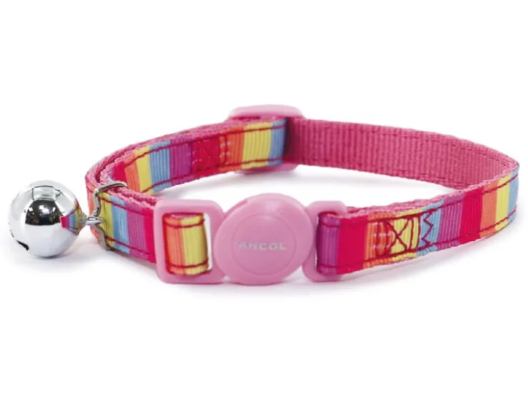 USPCA ANCOL PINK RAINBOW CAT COLLAR