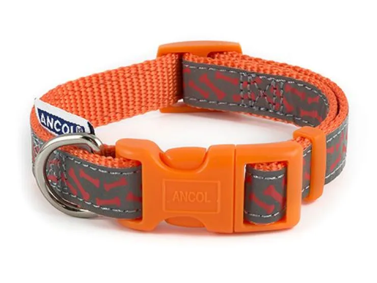 USPCA ANCOL REFLECT BONE ORANGE COLLAR