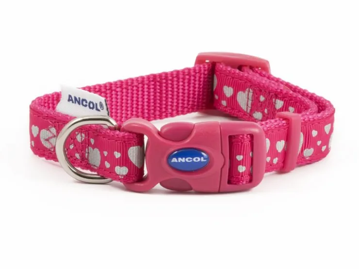 USPCA ANCOL REFLECT HEARTS PINK COLLAR