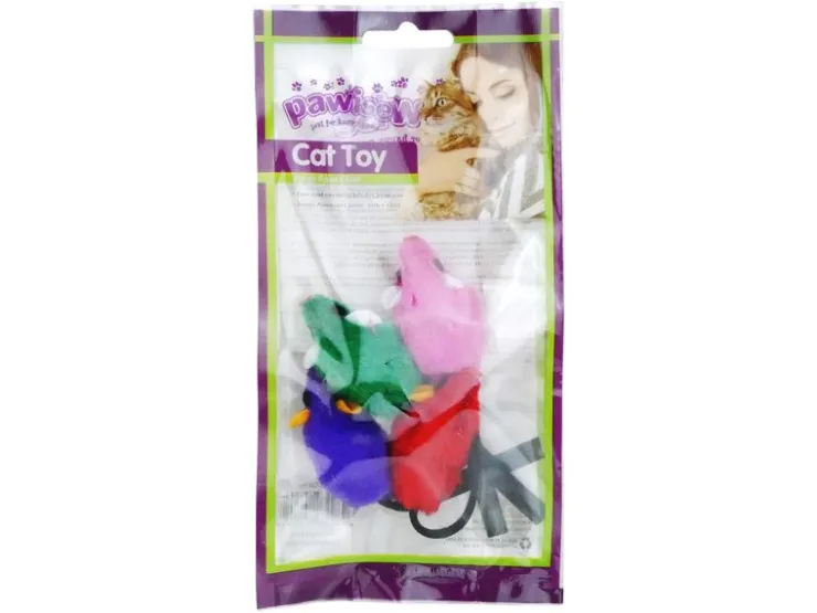 USPCA PAWISE MICE CAT TOY 4pk ASSORTED